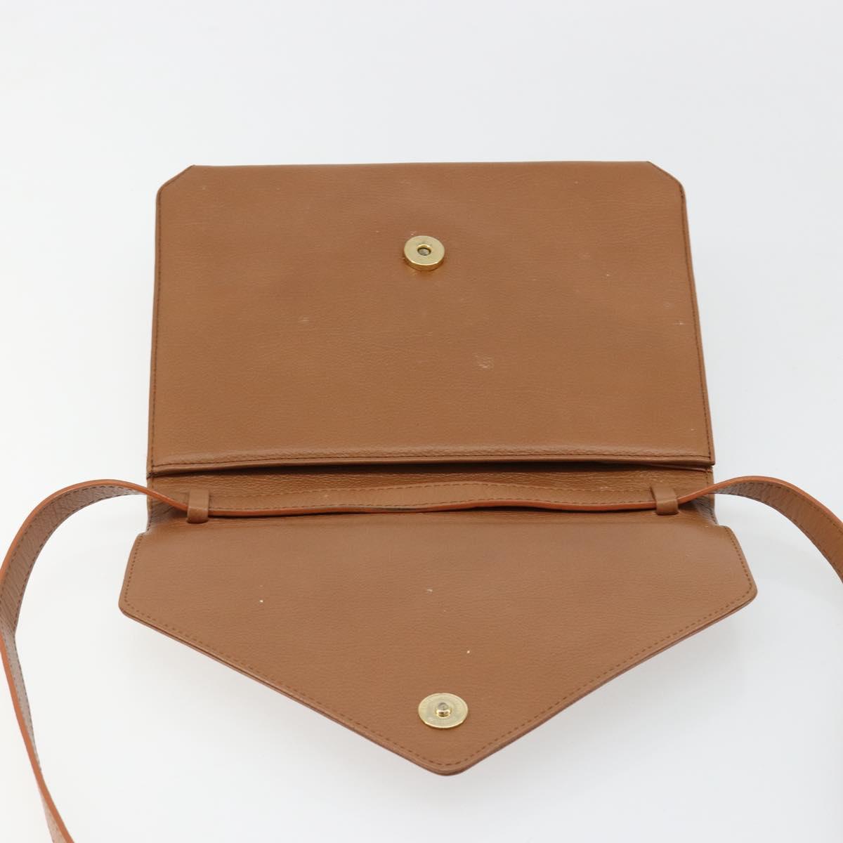 SAINT LAURENT Shoulder Bag Leather Brown Gold Auth bs35517