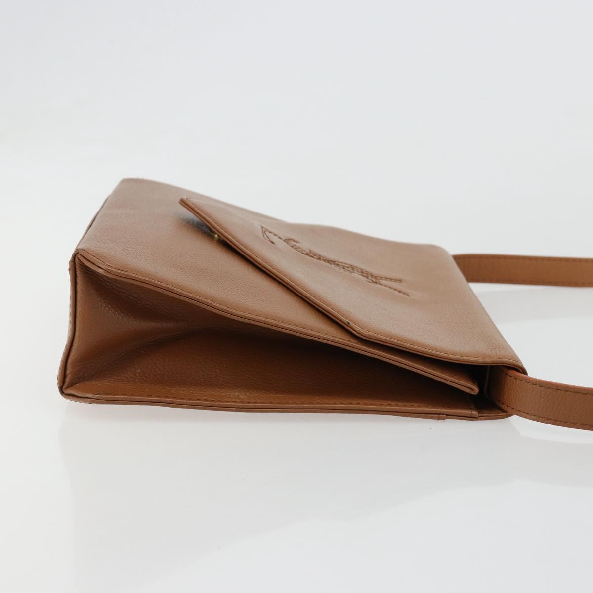 SAINT LAURENT Shoulder Bag Leather Brown Gold Auth bs35517