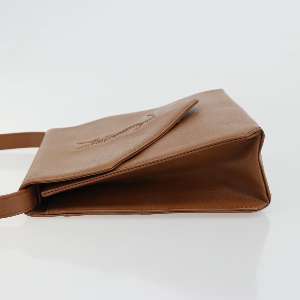 SAINT LAURENT Shoulder Bag Leather Brown Gold Auth bs35517