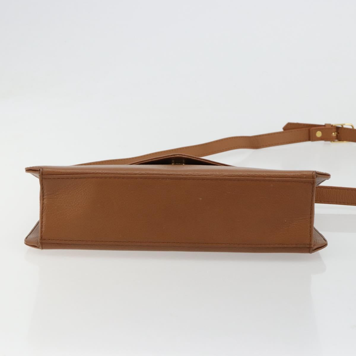 SAINT LAURENT Shoulder Bag Leather Brown Gold Auth bs35517