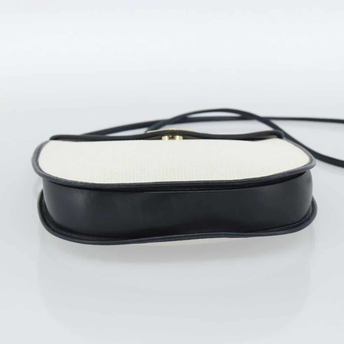 SAINT LAURENT Shoulder Bag Coated Canvas White Gold Auth bs35518