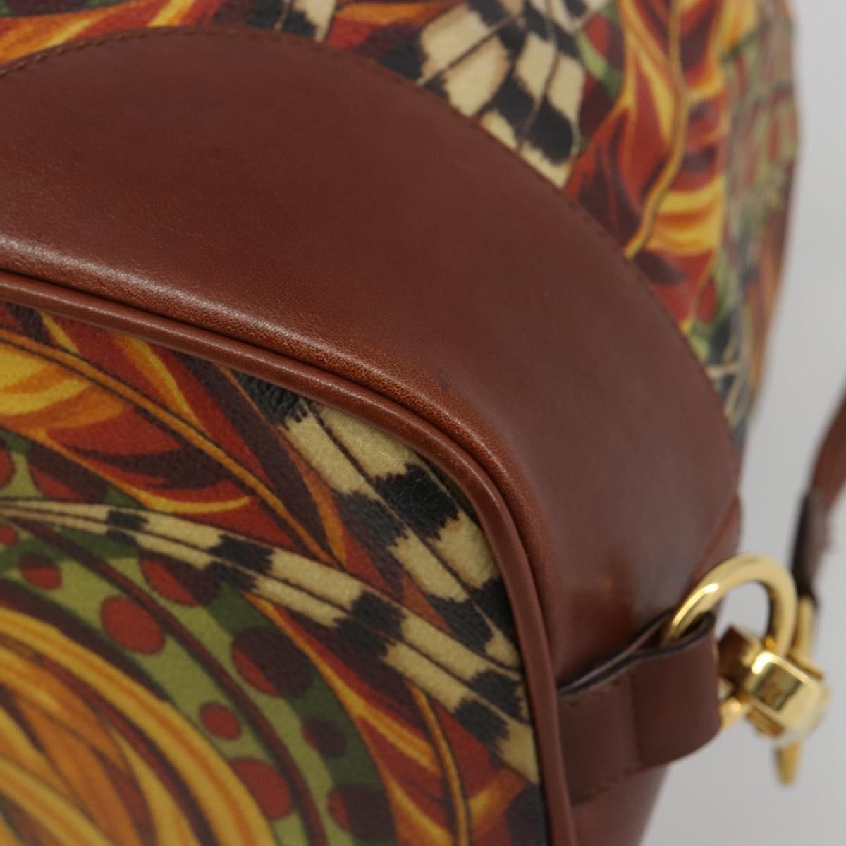 Salvatore Ferragamo Purse Shoulder Bag PVC Leather Brown Gold Auth bs35519A