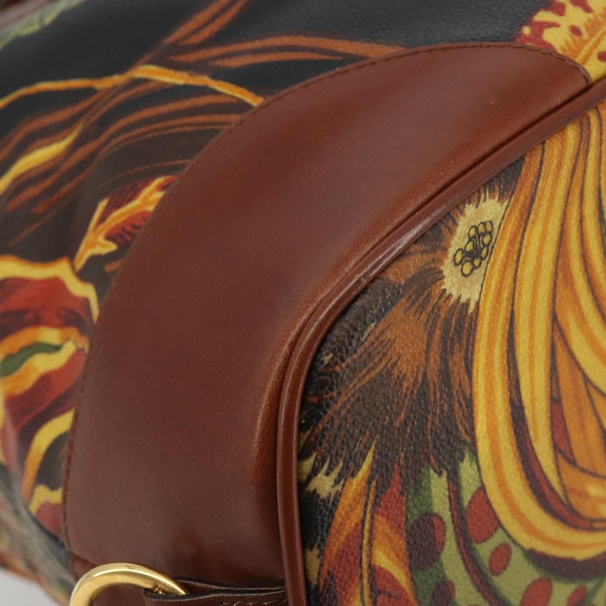 Salvatore Ferragamo Purse Shoulder Bag PVC Leather Brown Gold Auth bs35519A