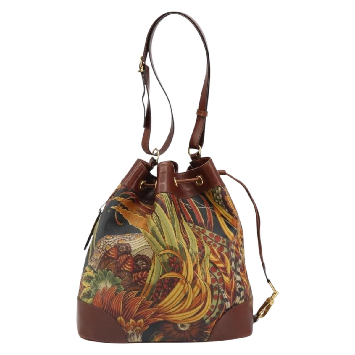 Salvatore Ferragamo Purse Shoulder Bag PVC Leather Brown Gold Auth bs35519A