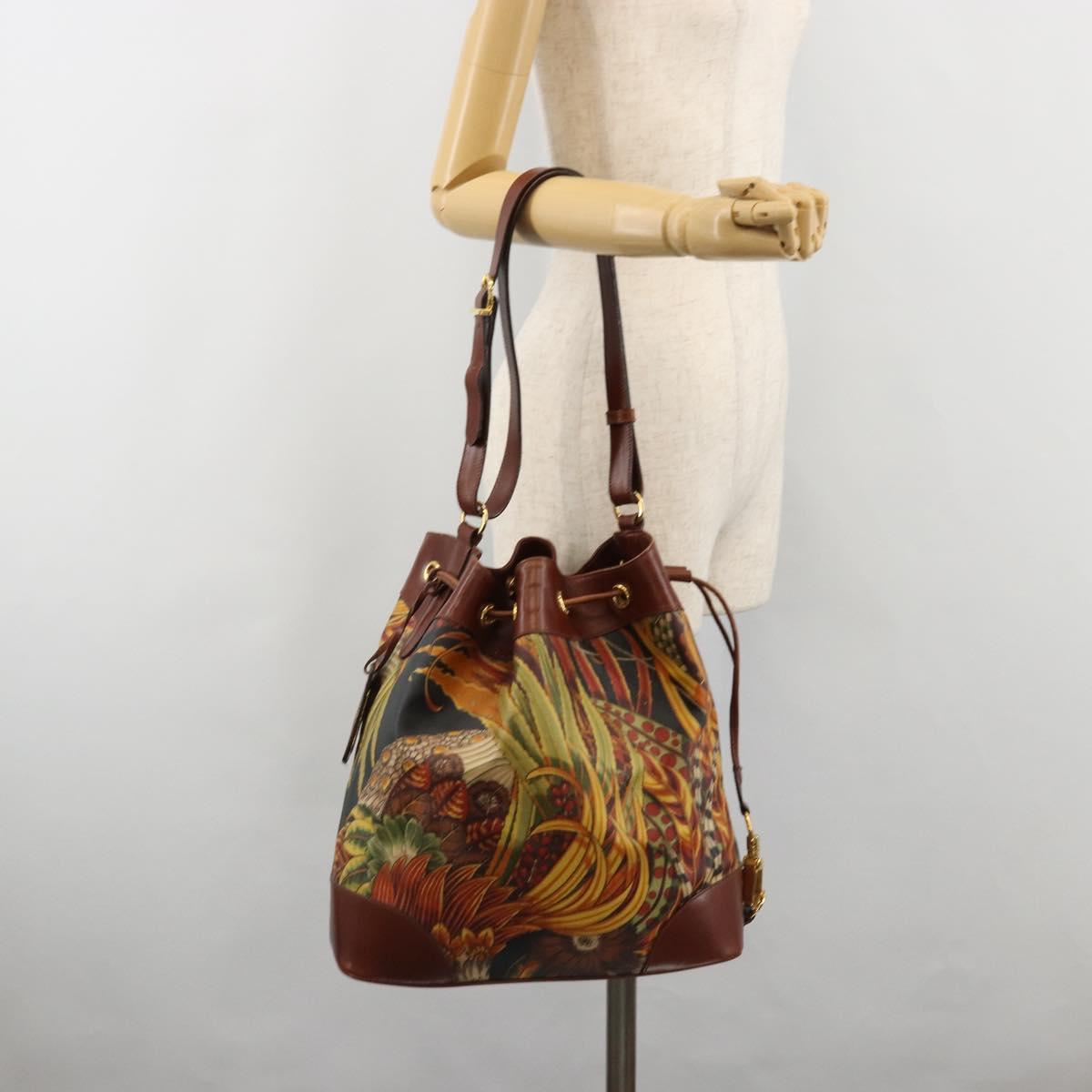 Salvatore Ferragamo Purse Shoulder Bag PVC Leather Brown Gold Auth bs35519A