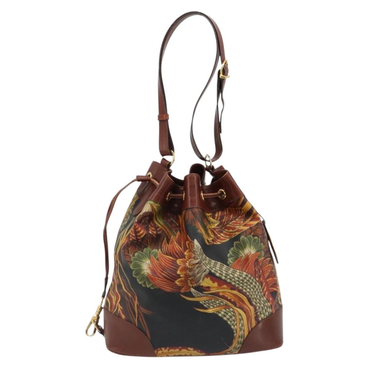 Salvatore Ferragamo Purse Shoulder Bag PVC Leather Brown Gold Auth bs35519A