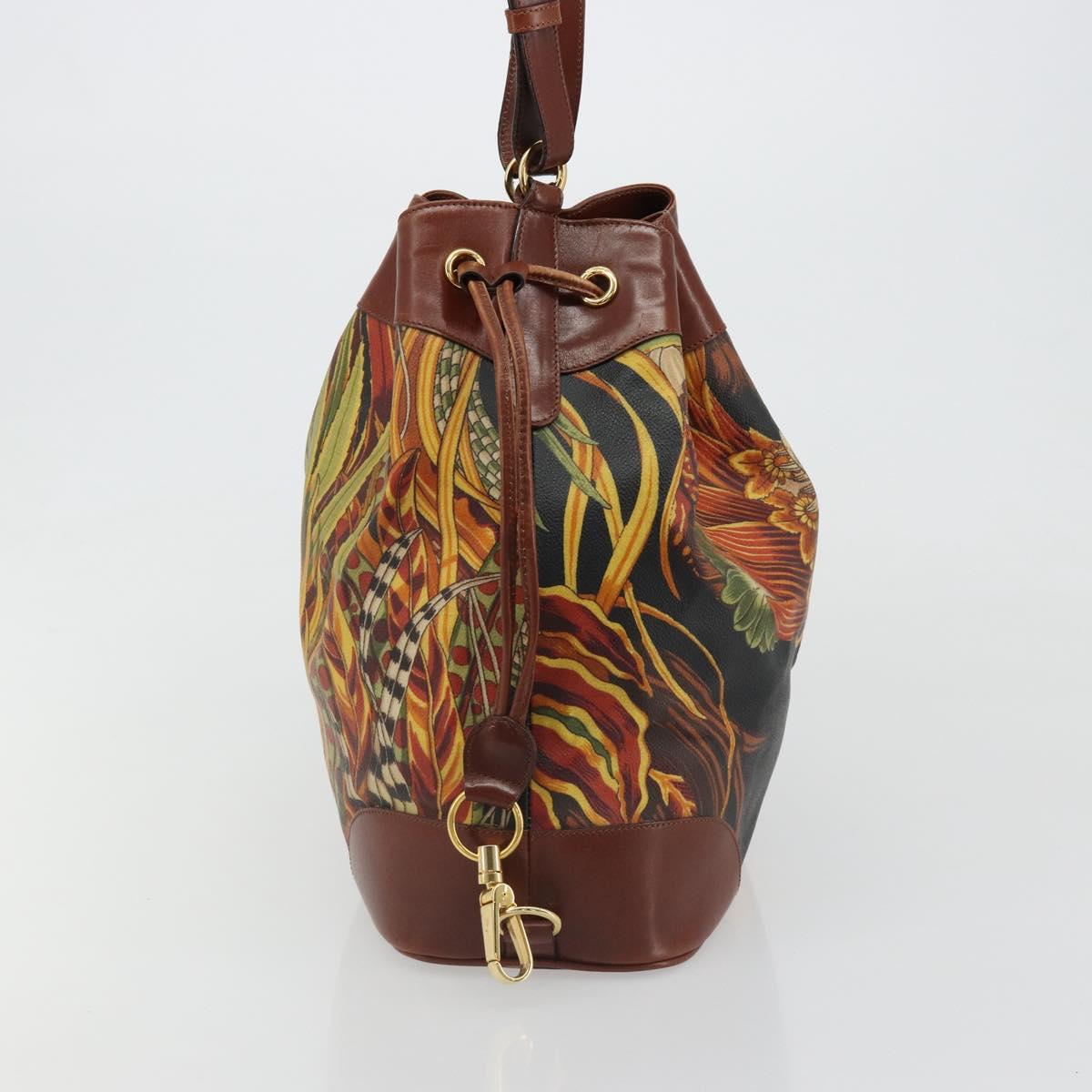 Salvatore Ferragamo Purse Shoulder Bag PVC Leather Brown Gold Auth bs35519A