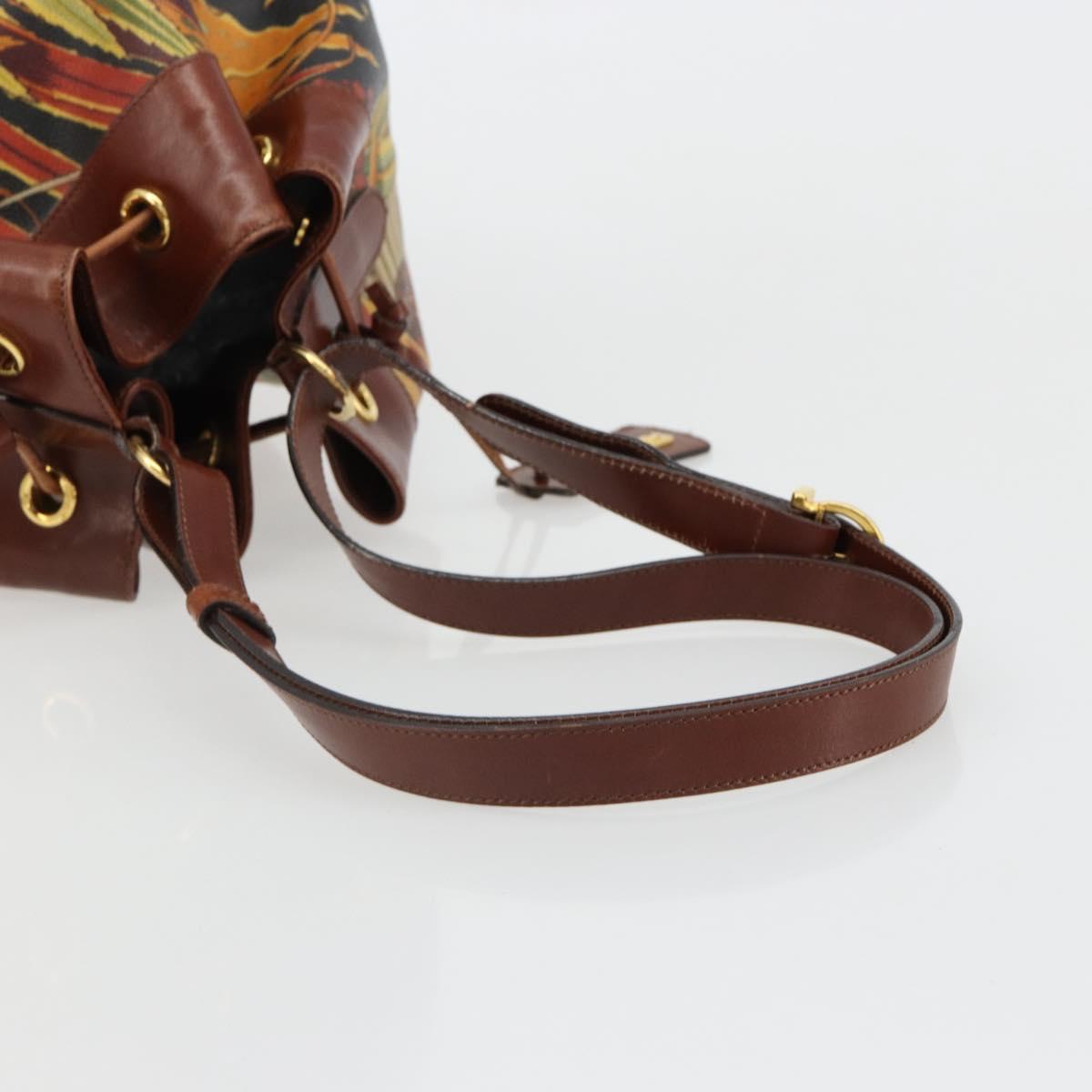 Salvatore Ferragamo Purse Shoulder Bag PVC Leather Brown Gold Auth bs35519A