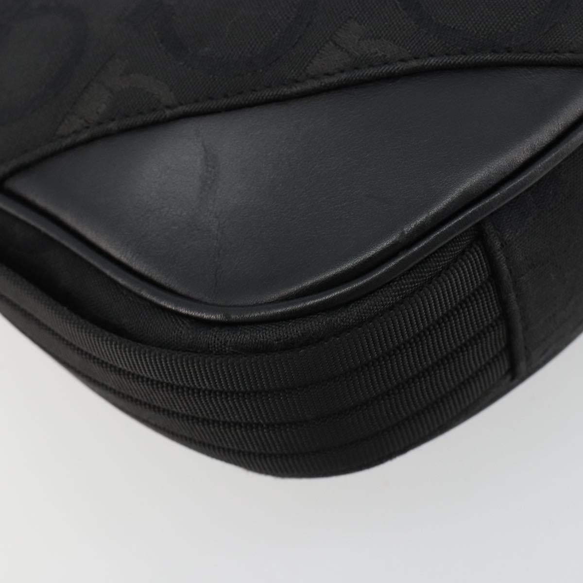 Salvatore Ferragamo Gancini Shoulder Bag Canvas Black Silver Auth bs35520