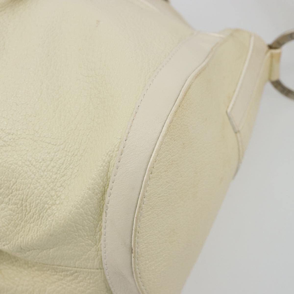 BVLGARI Shoulder Bag Leather Ivory Silver Auth bs35521