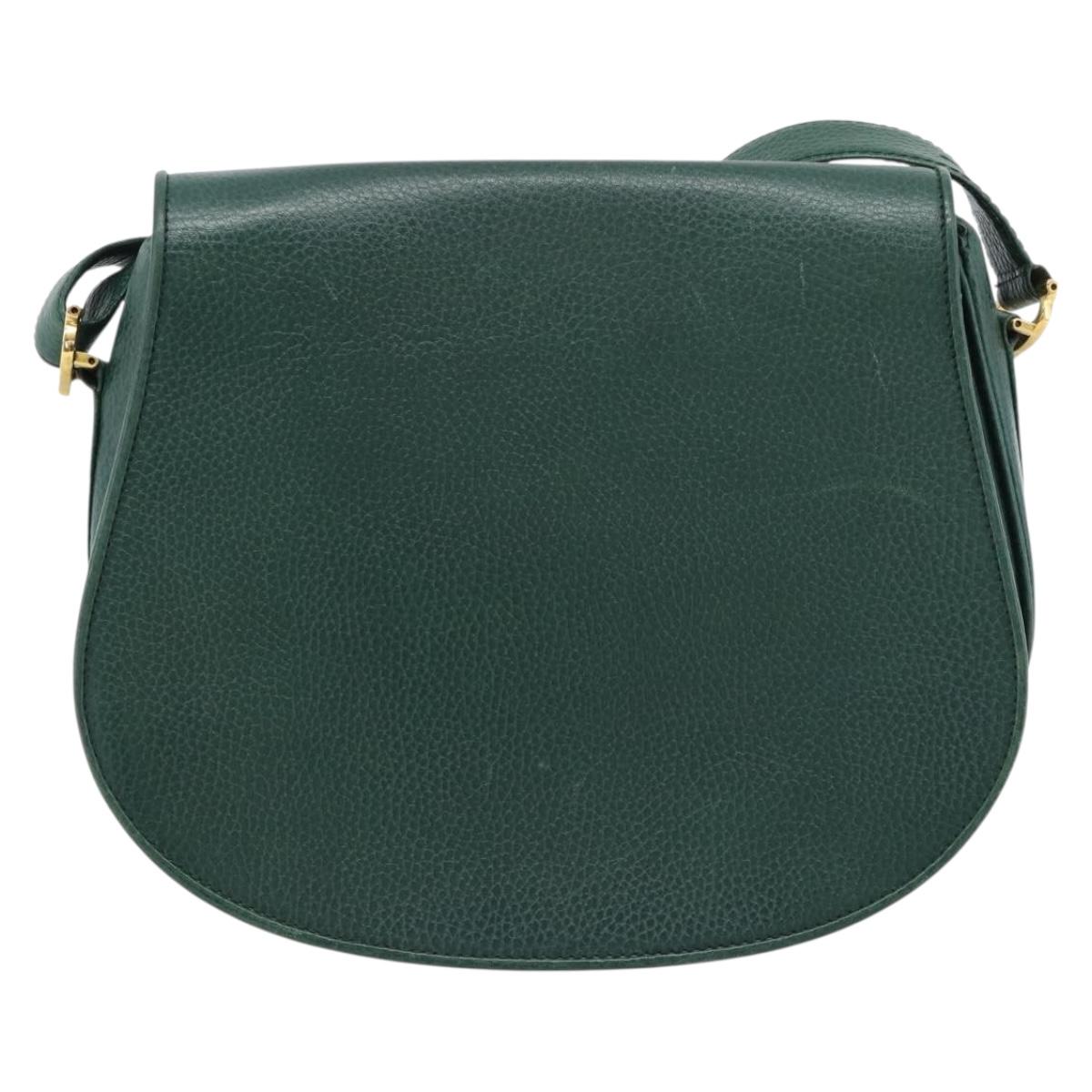 CARTIER Must Line Shoulder Bag Leather Green Gold Auth bs35522