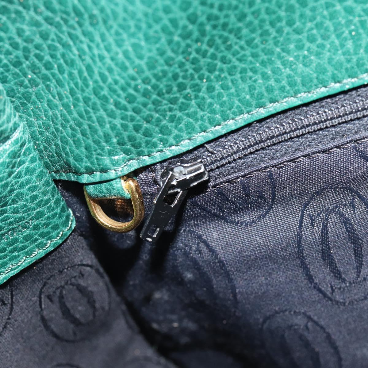 CARTIER Must Line Shoulder Bag Leather Green Gold Auth bs35522