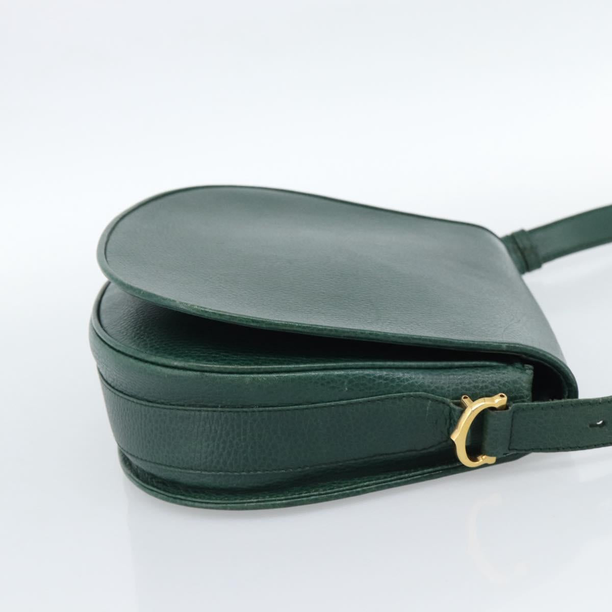 CARTIER Must Line Shoulder Bag Leather Green Gold Auth bs35522
