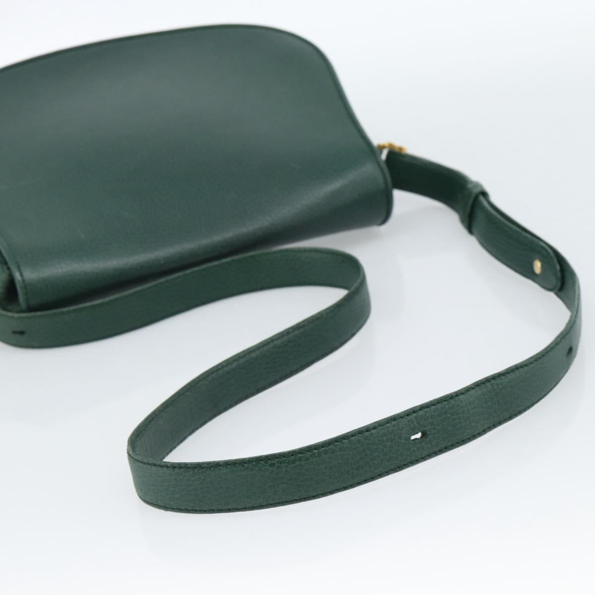 CARTIER Must Line Shoulder Bag Leather Green Gold Auth bs35522