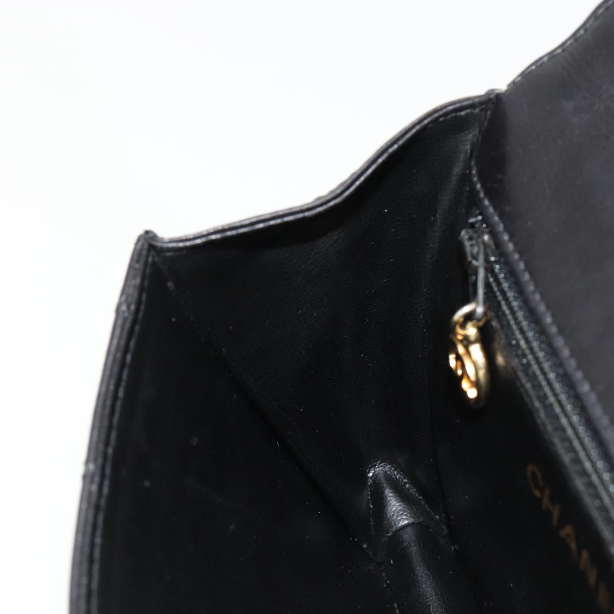 CHANEL Matelasse Waist Bag Lamb Skin Black Gold CC Auth bs35524
