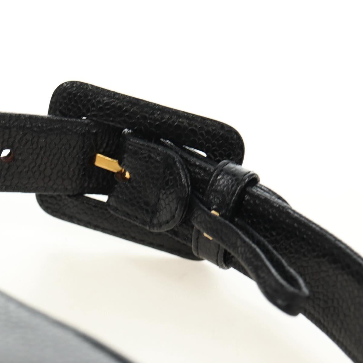 CHANEL Waist Bag Caviar Skin Black Gold CC Auth bs35525V