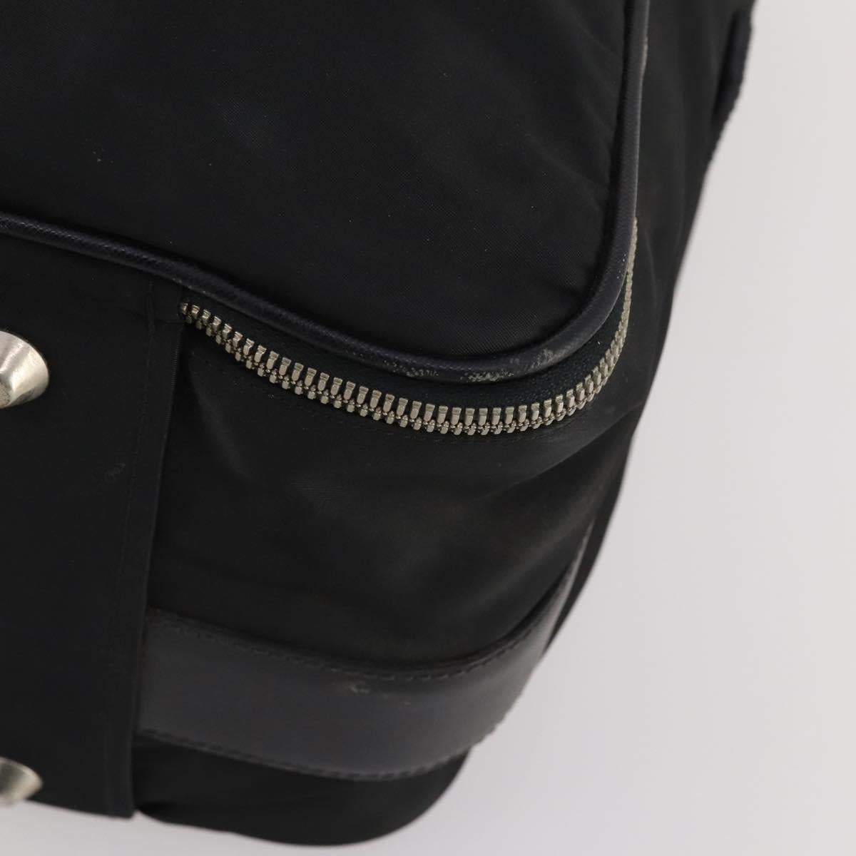 PRADA Boston Bag Nylon Black Silver Auth bs35527