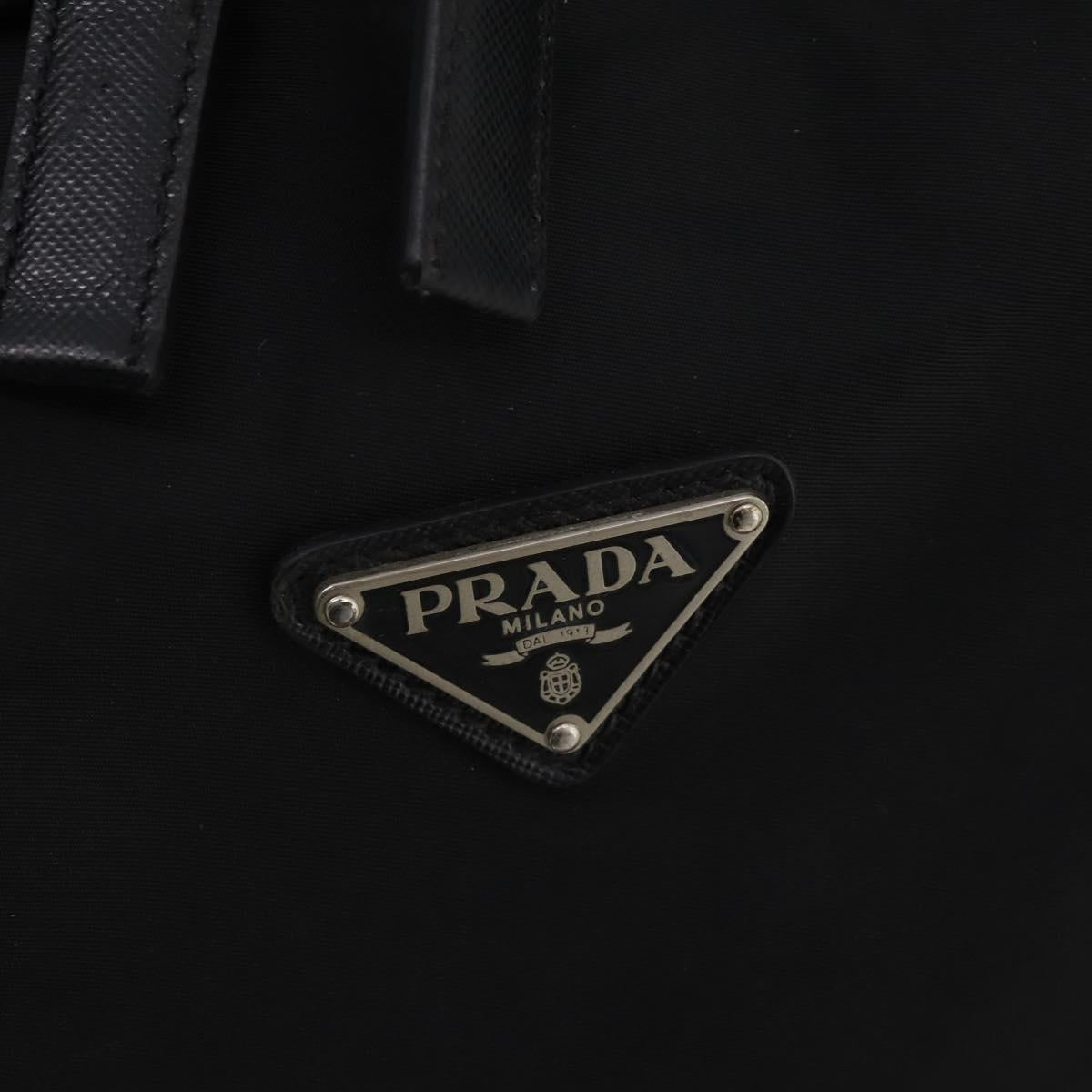 PRADA Boston Bag Nylon Black Silver Auth bs35527