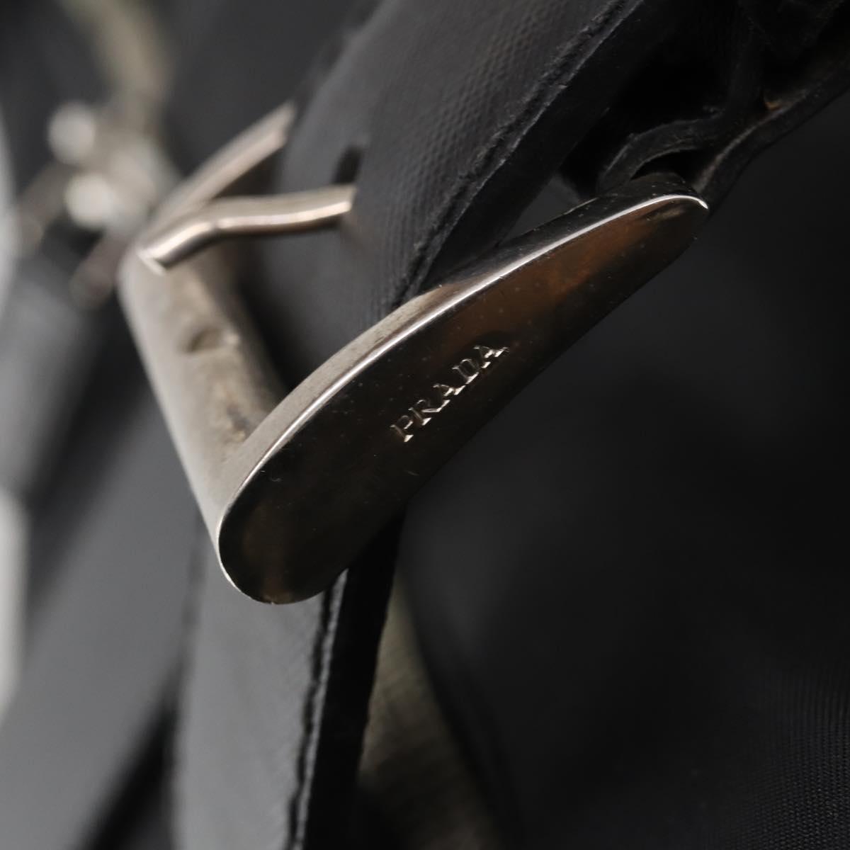 PRADA Boston Bag Nylon Black Silver Auth bs35527