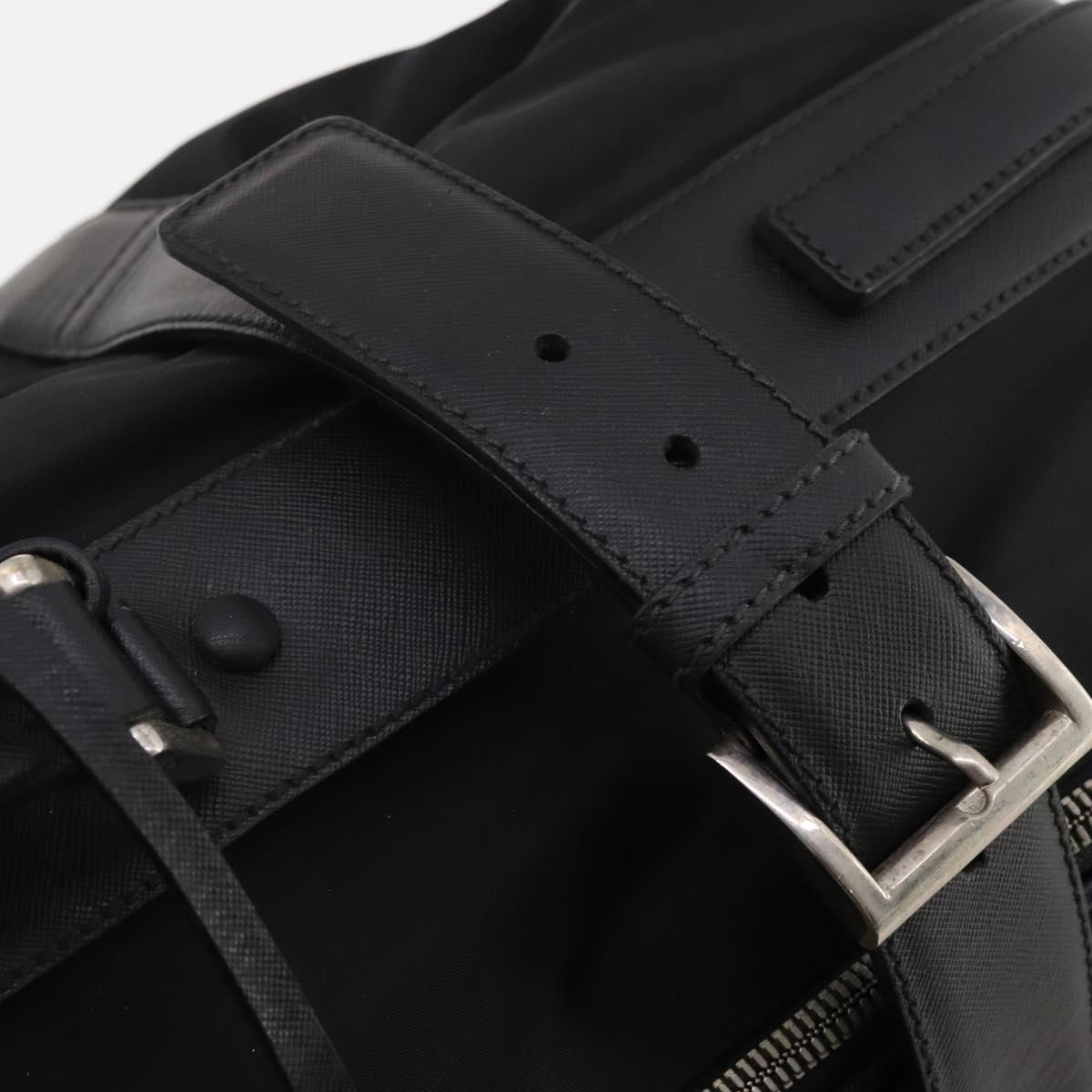 PRADA Boston Bag Nylon Black Silver Auth bs35527