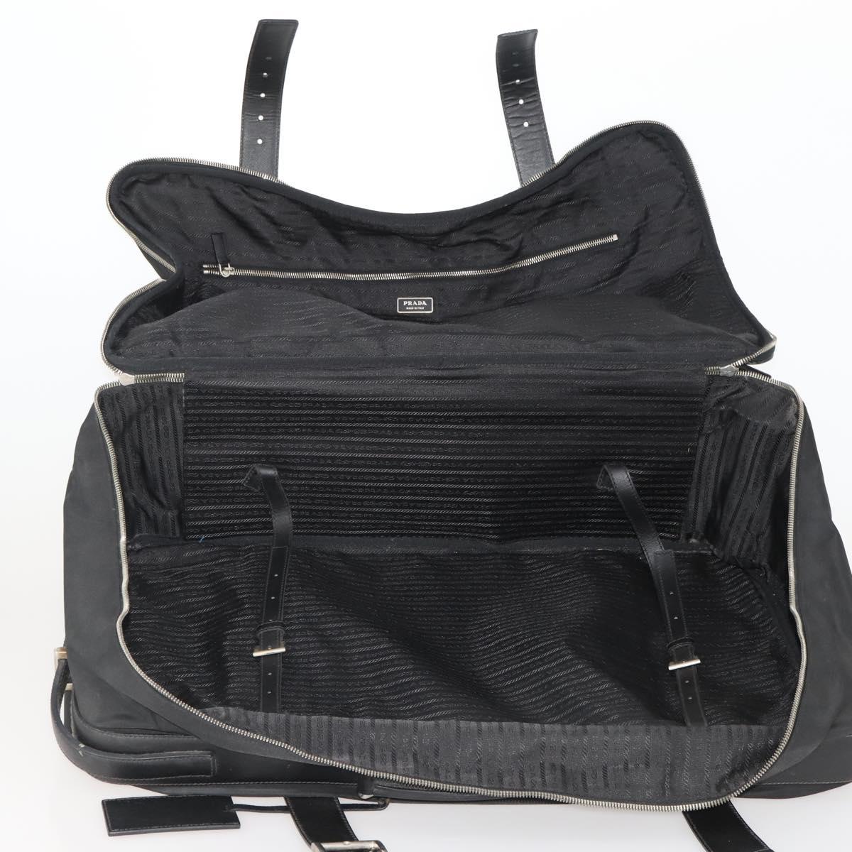 PRADA Boston Bag Nylon Black Silver Auth bs35527