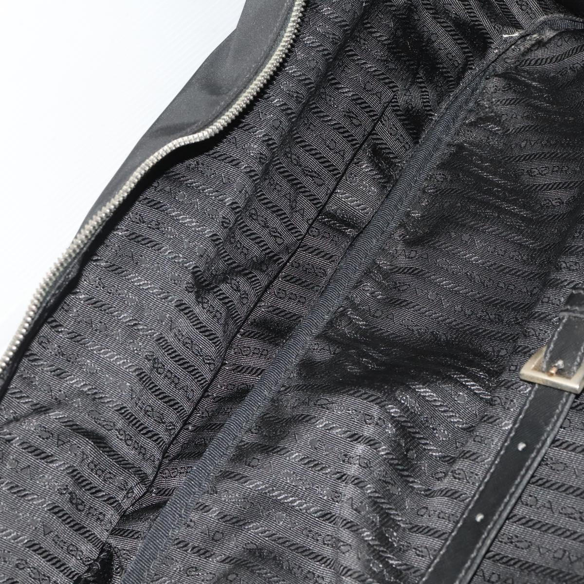 PRADA Boston Bag Nylon Black Silver Auth bs35527