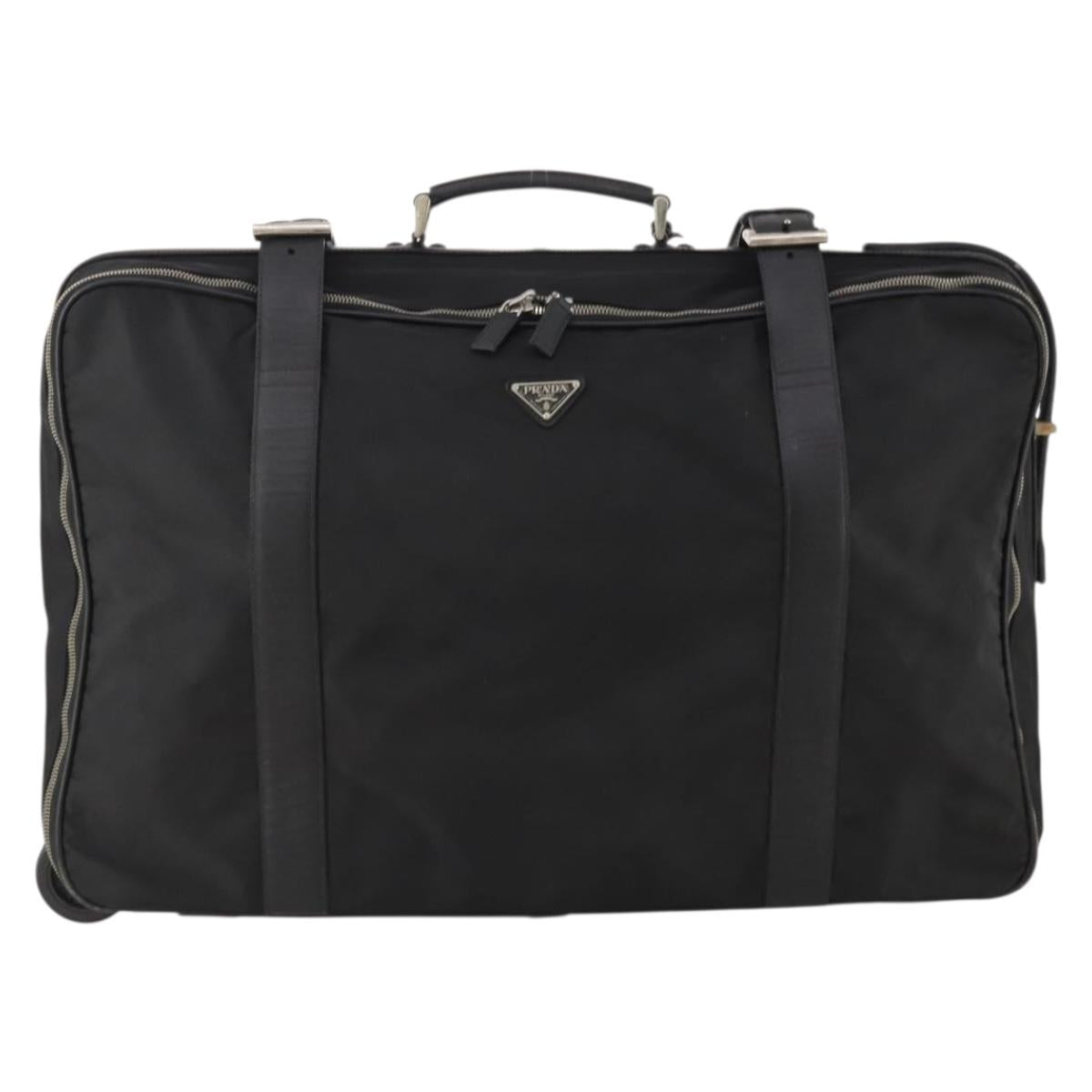 PRADA Boston Bag Nylon Black Silver Auth bs35527