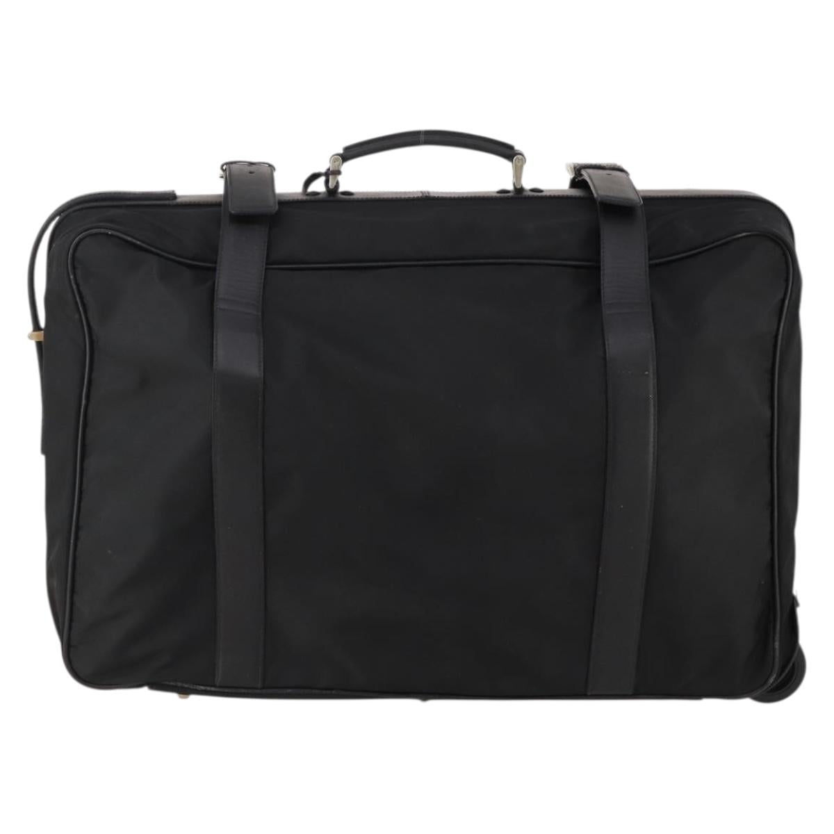 PRADA Boston Bag Nylon Black Silver Auth bs35527