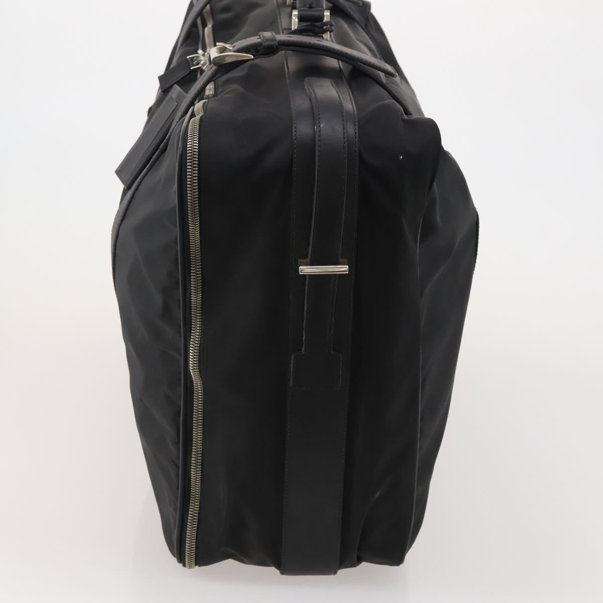 PRADA Boston Bag Nylon Black Silver Auth bs35527