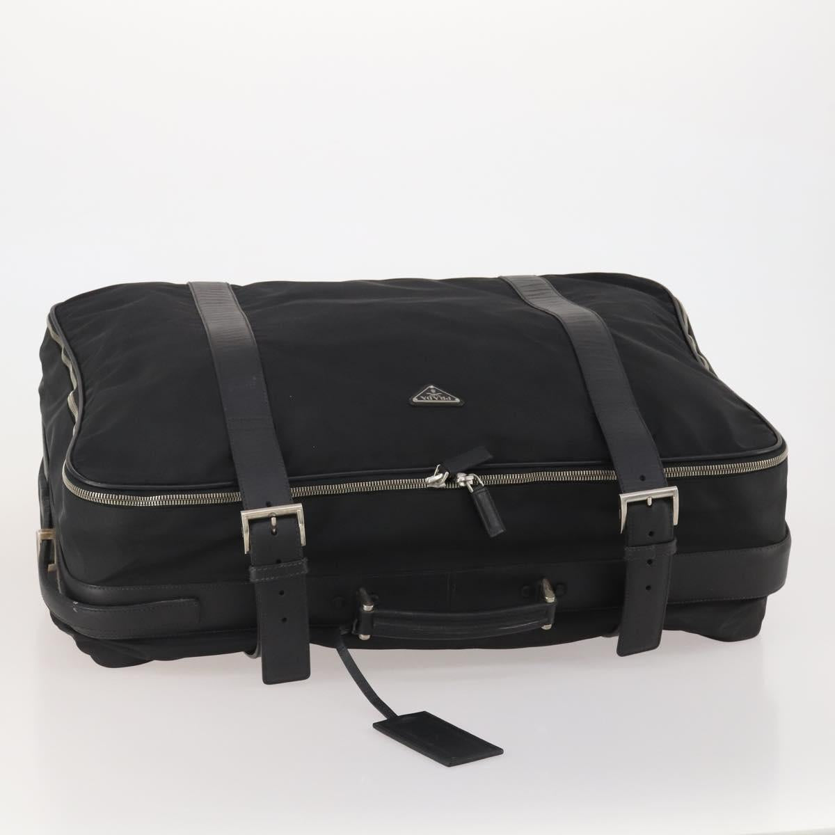 PRADA Boston Bag Nylon Black Silver Auth bs35527