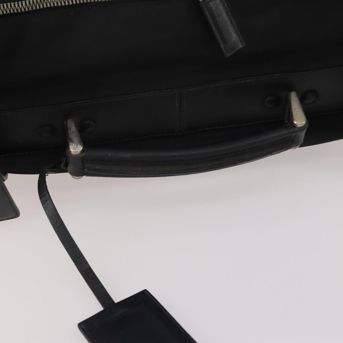 PRADA Boston Bag Nylon Black Silver Auth bs35527