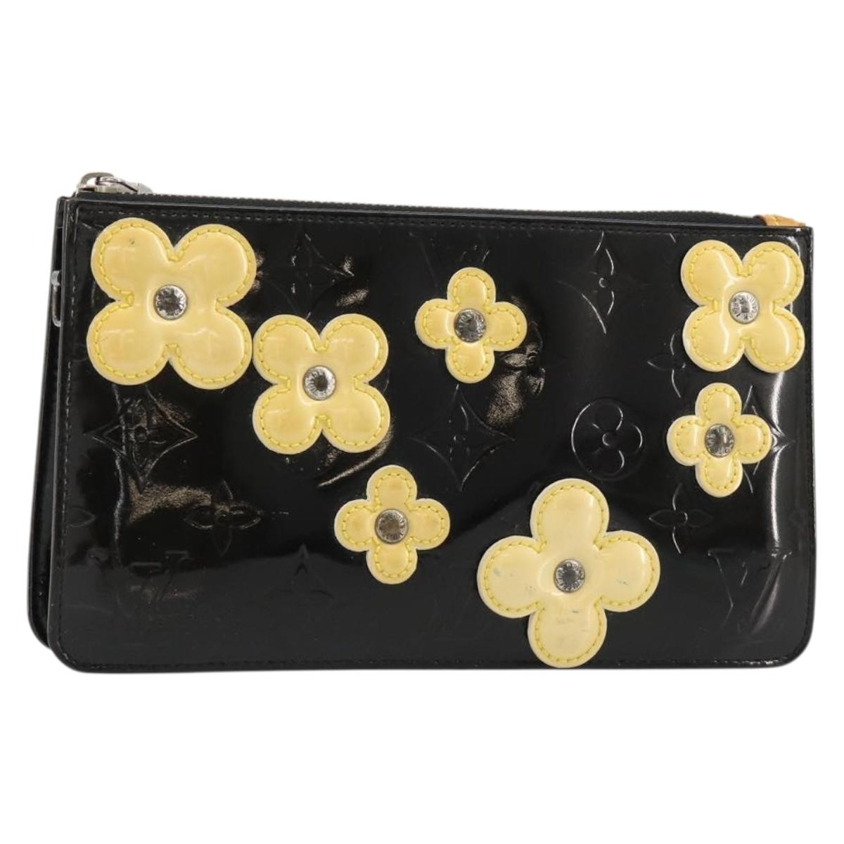 LOUIS VUITTON Monogram Vernis Lexington Pouch Flower Black M92245 Auth bs35540