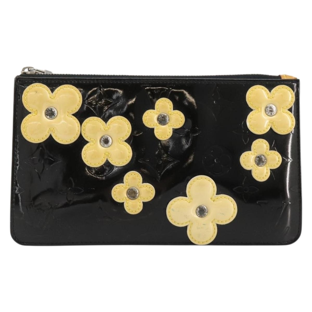LOUIS VUITTON Monogram Vernis Lexington Pouch Flower Black M92245 Auth bs35540