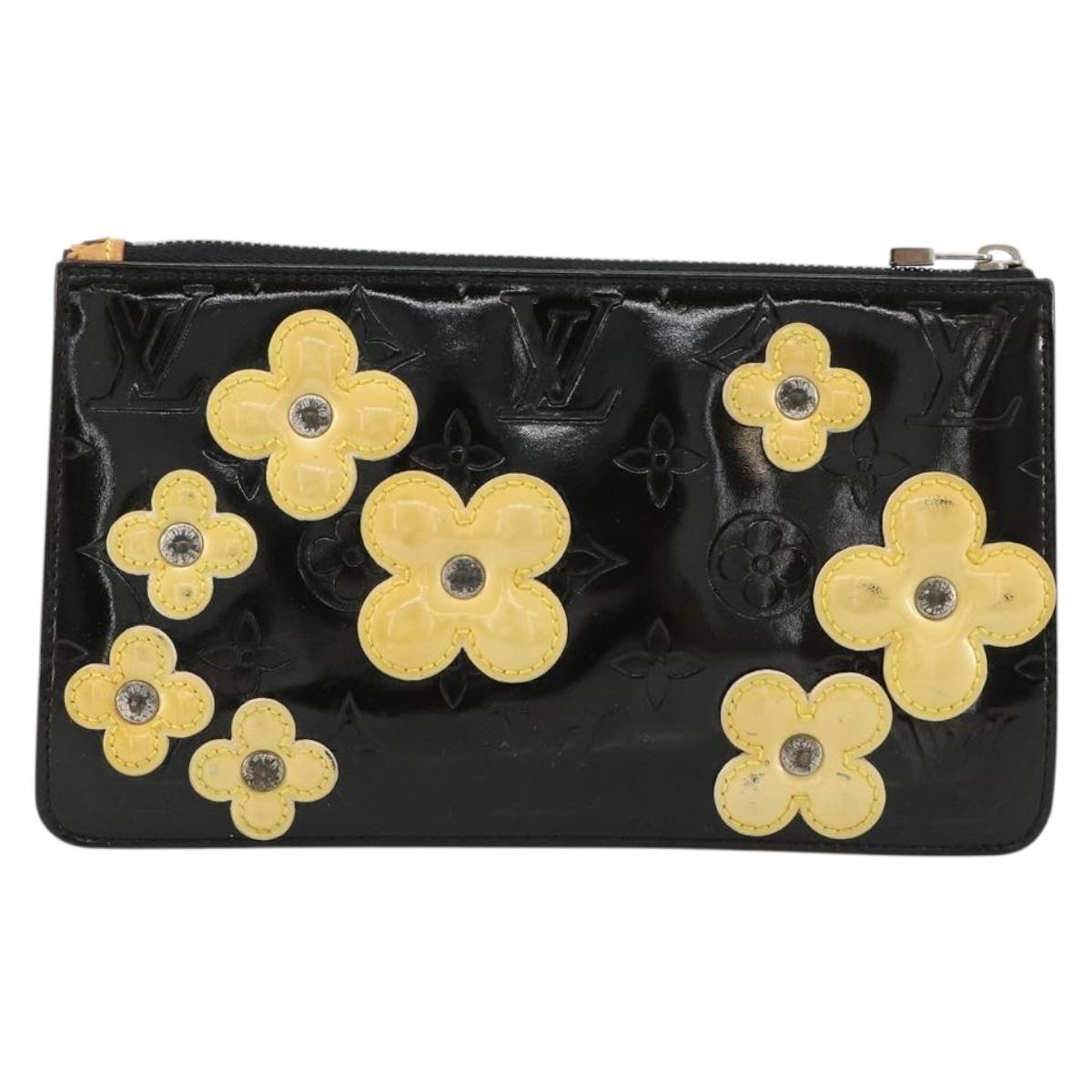 LOUIS VUITTON Monogram Vernis Lexington Pouch Flower Black M92245 Auth bs35540