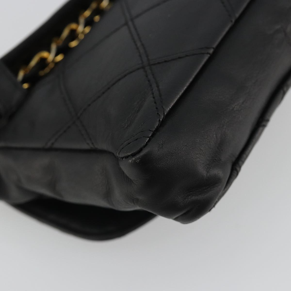 CHANEL Bicolore Waist Bag Lamb Skin Black Gold CC Auth bs35541