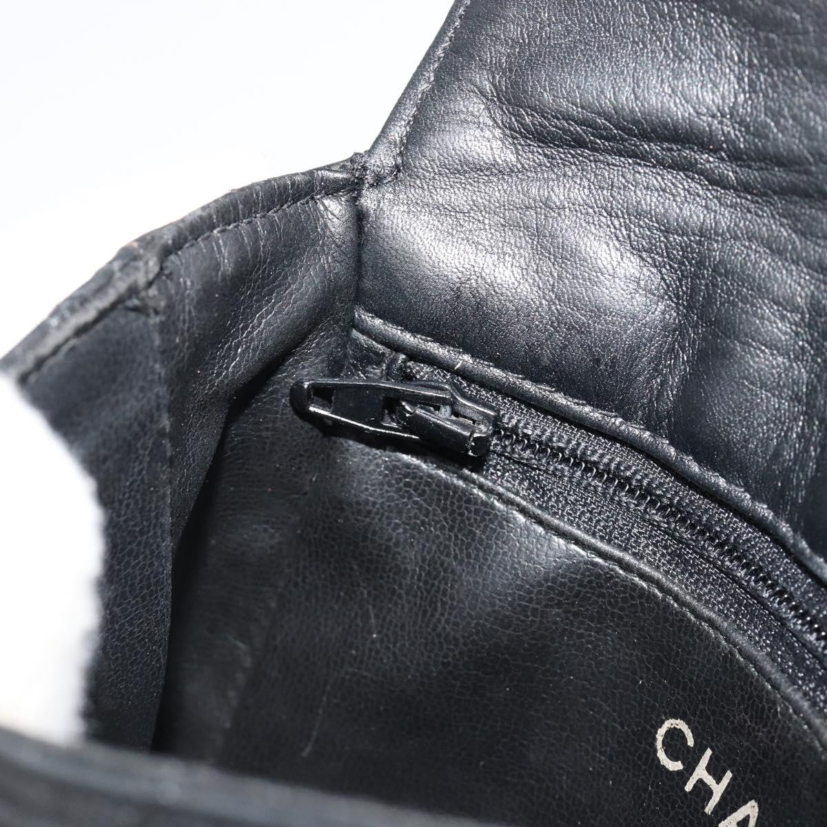 CHANEL Bicolore Waist Bag Lamb Skin Black Gold CC Auth bs35541