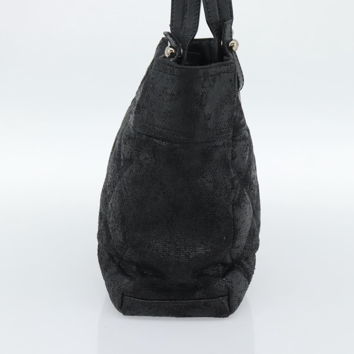 CHANEL Matelasse Tote Bag Coated Canvas Black Gold CC Auth bs35544