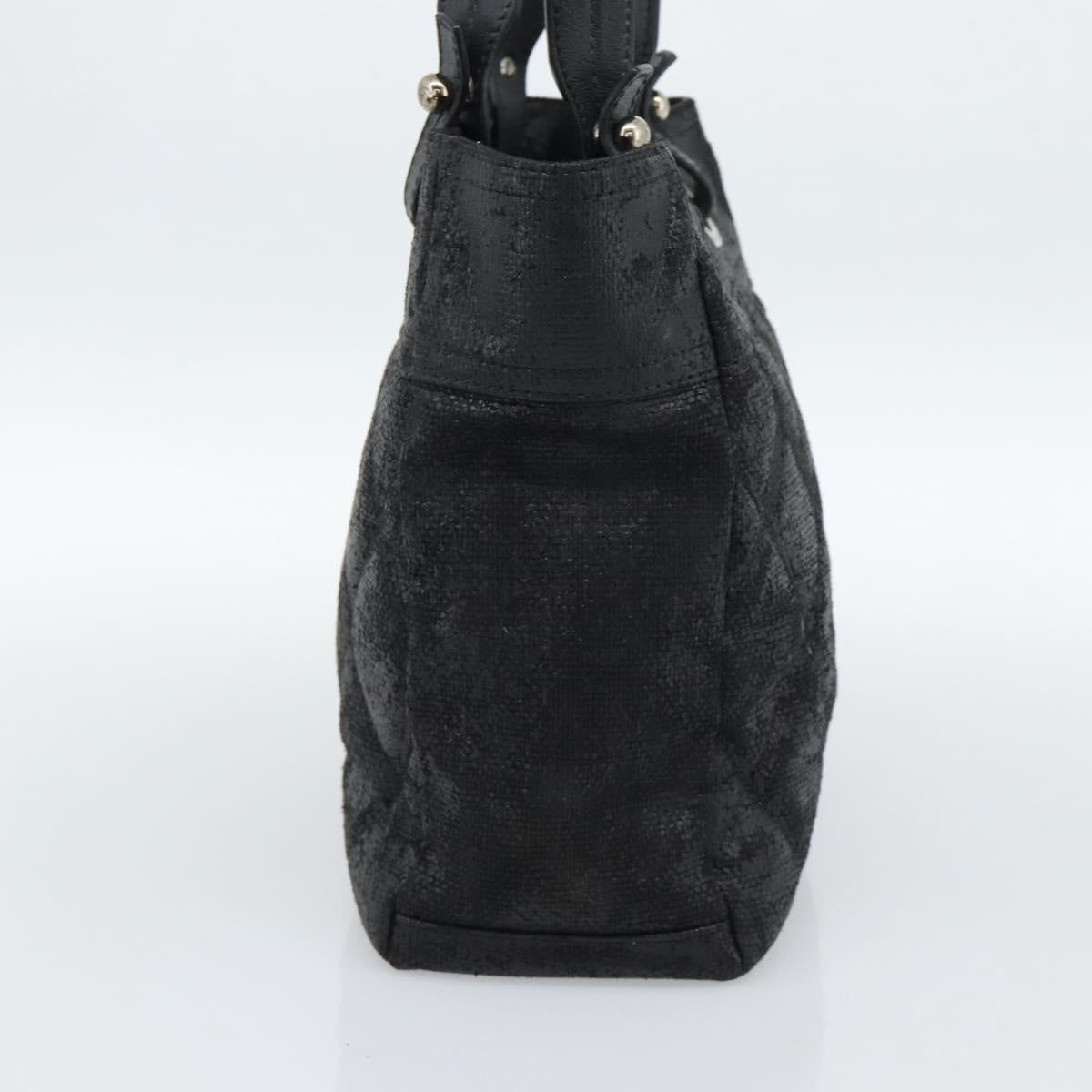 CHANEL Matelasse Tote Bag Coated Canvas Black Gold CC Auth bs35544
