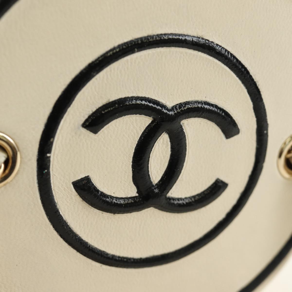 CHANEL Matelasse Chain Shoulder Bag Leather White Gold CC Auth bs35547SAM