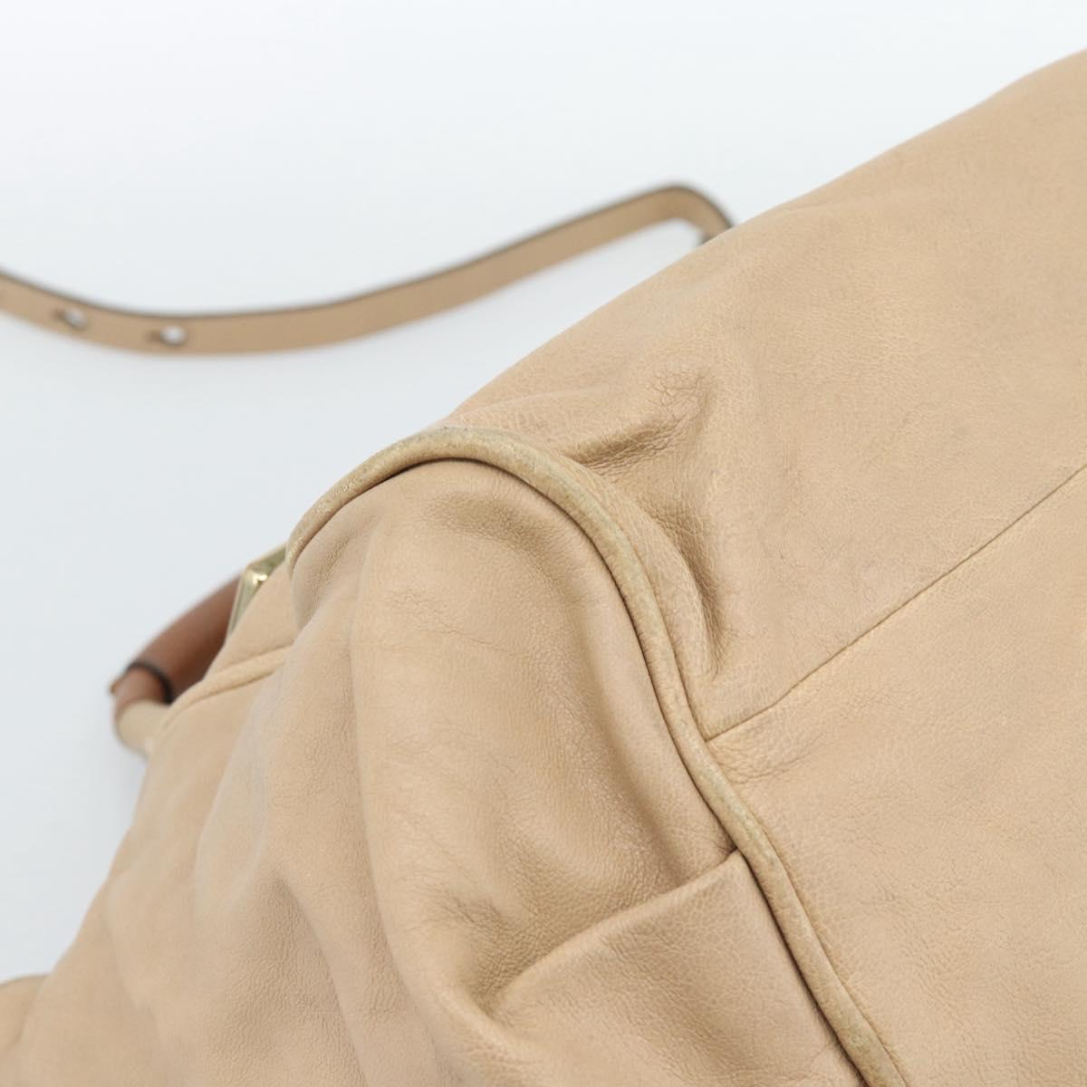 Chloe Etel Hand Bag Leather 2way Beige Gold Auth bs35549