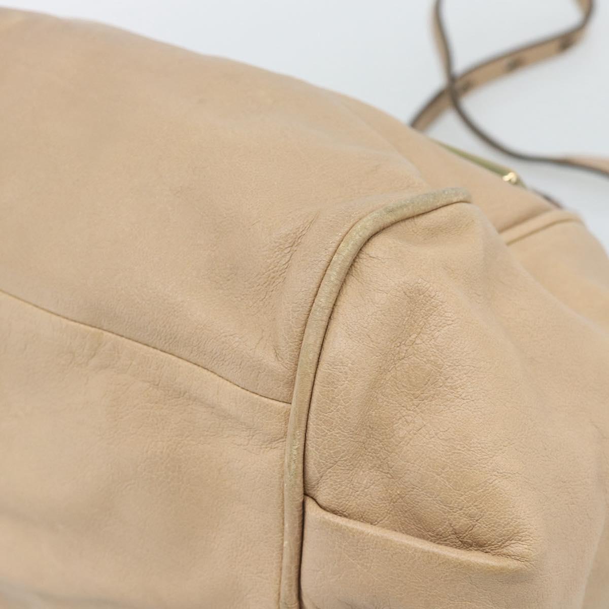 Chloe Etel Hand Bag Leather 2way Beige Gold Auth bs35549