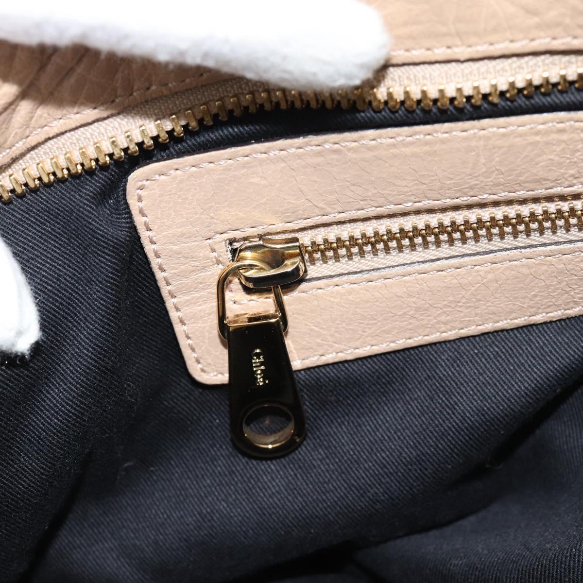 Chloe Etel Hand Bag Leather 2way Beige Gold Auth bs35549