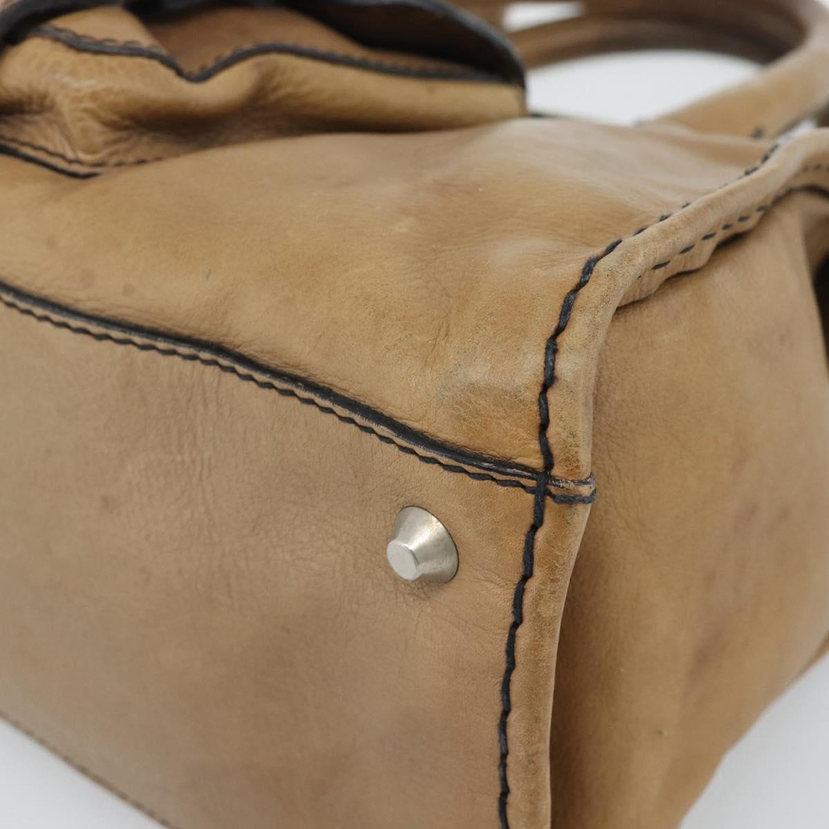 Chloe Hand Bag Leather Brown Silver Auth bs35550