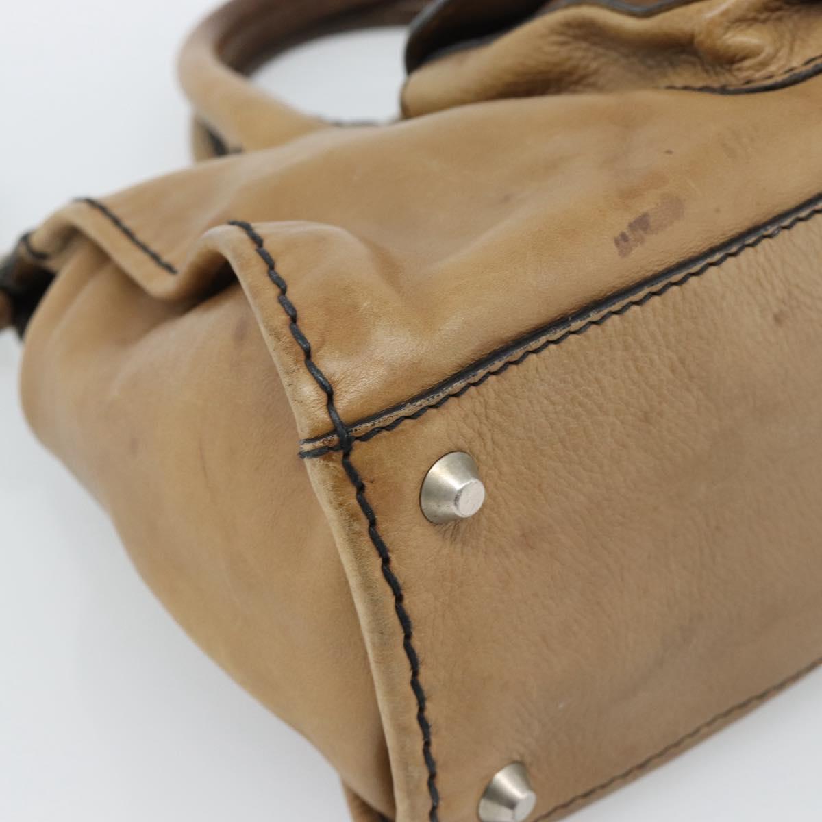 Chloe Hand Bag Leather Brown Silver Auth bs35550