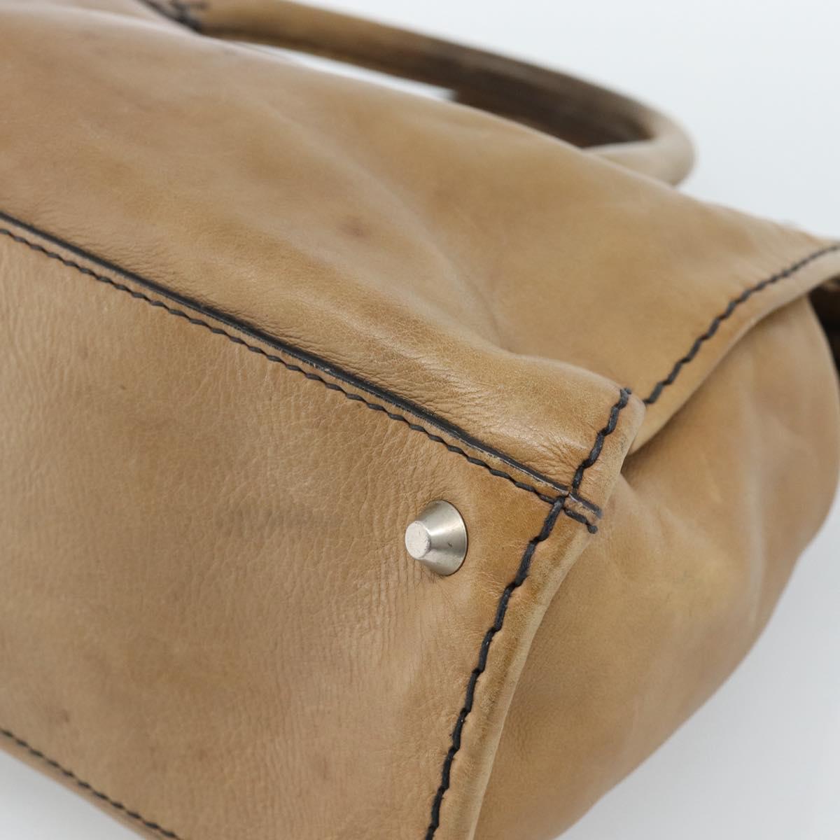 Chloe Hand Bag Leather Brown Silver Auth bs35550