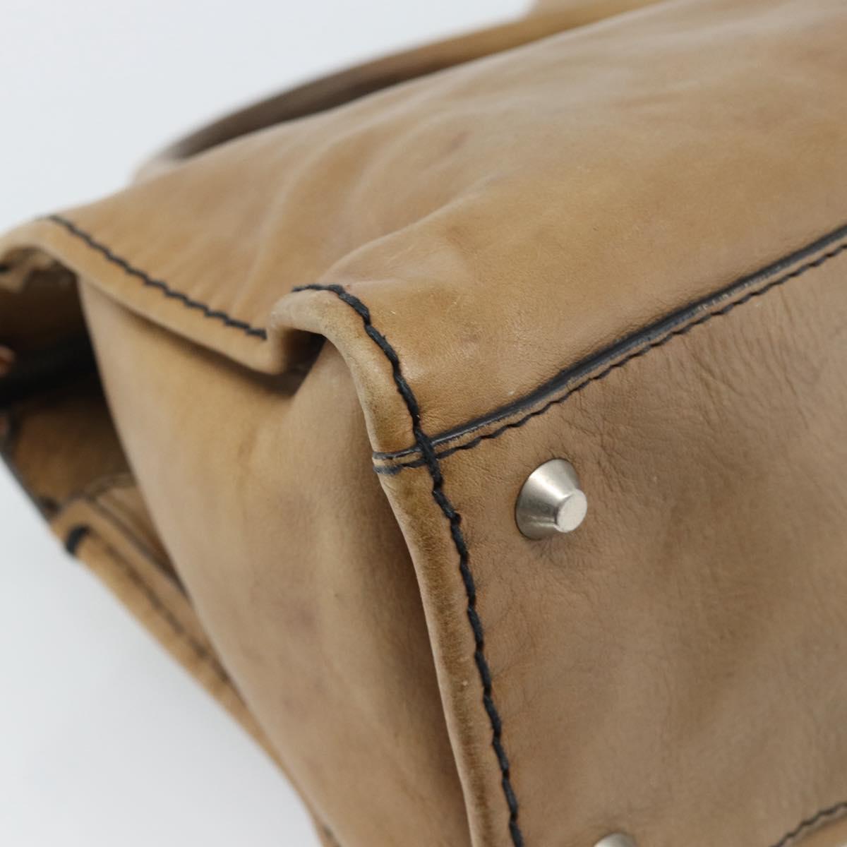 Chloe Hand Bag Leather Brown Silver Auth bs35550