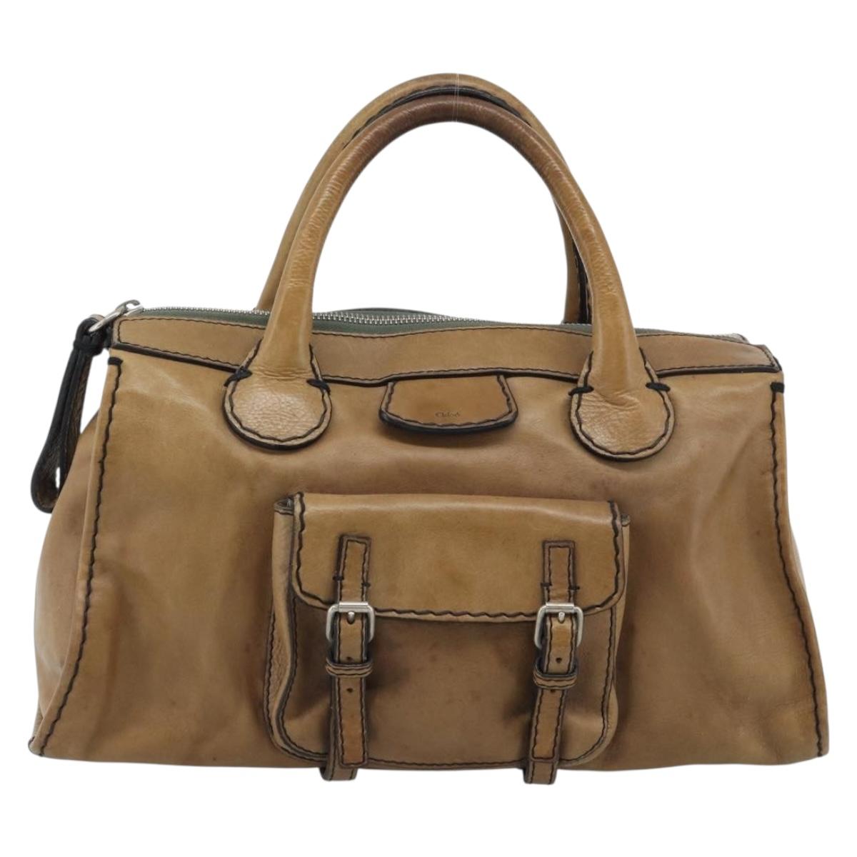 Chloe Hand Bag Leather Brown Silver Auth bs35550