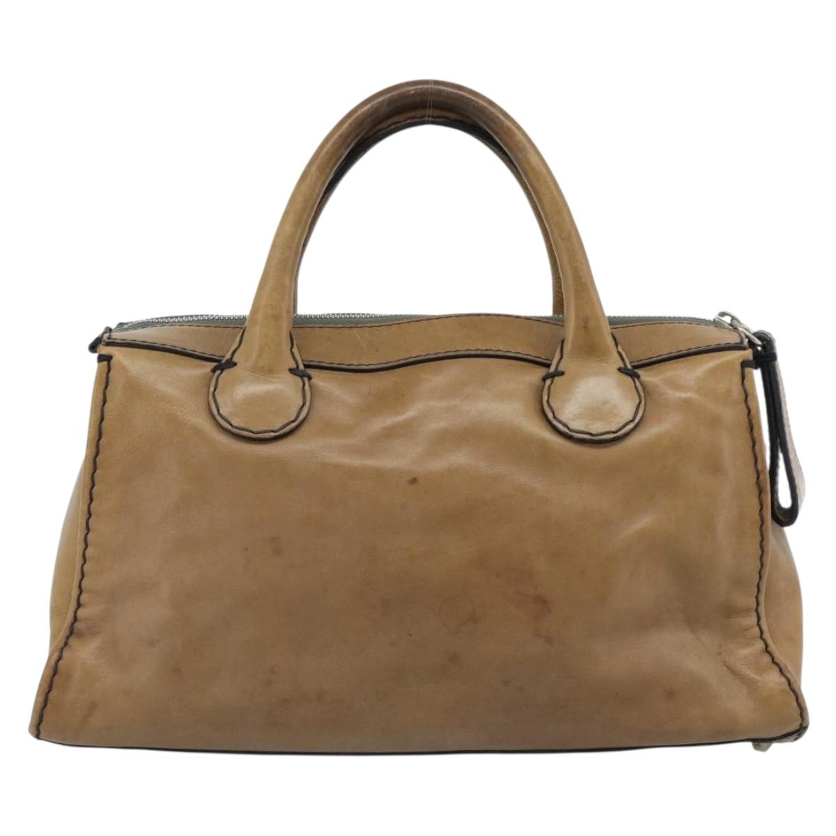 Chloe Hand Bag Leather Brown Silver Auth bs35550