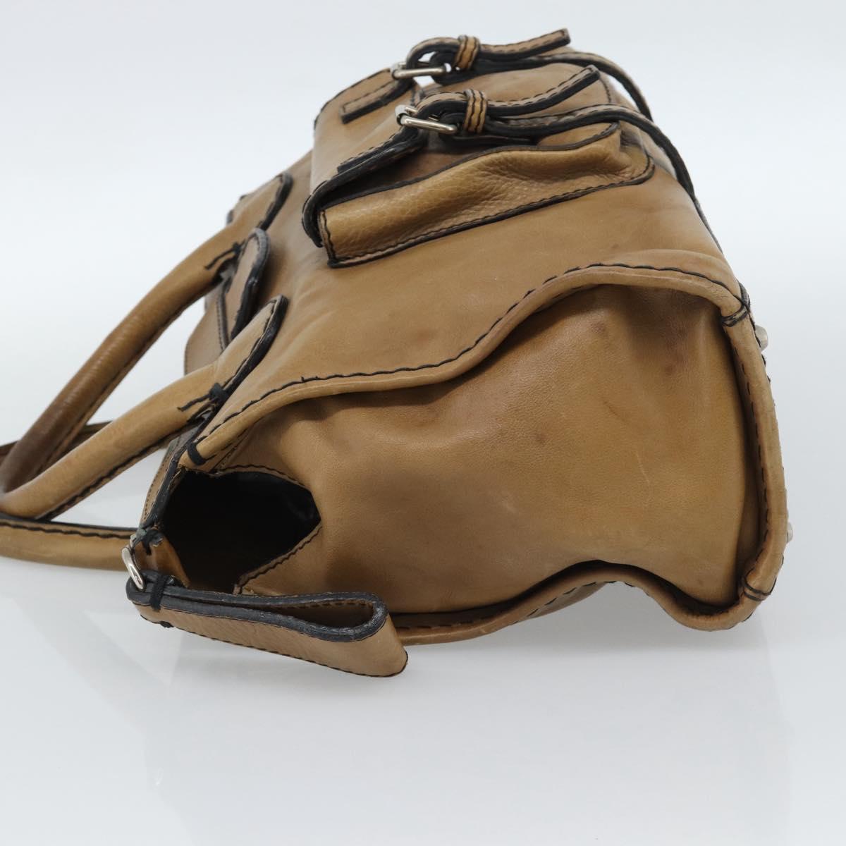 Chloe Hand Bag Leather Brown Silver Auth bs35550