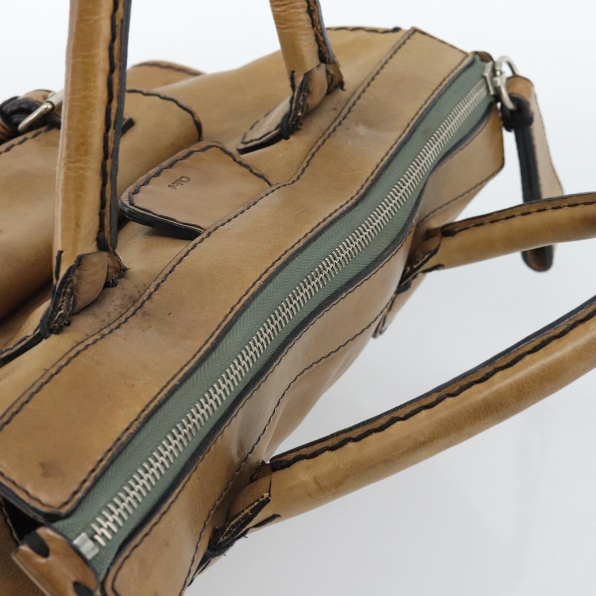 Chloe Hand Bag Leather Brown Silver Auth bs35550